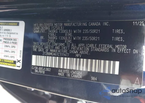 2026 Lexus Rx 350H Premium+ z USA, uszkodzony, nr VIN 2T2BBMCA6TC111477